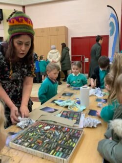 Emma Hunt artist inspiring children at St Patricks